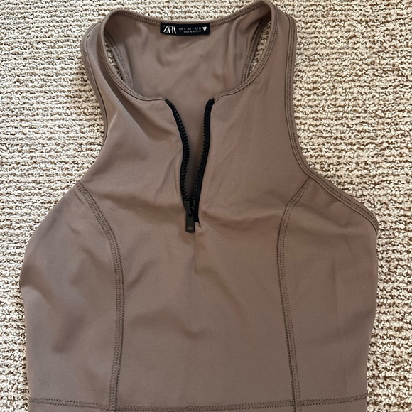 Zara Tan Fitted Zippered Tank Top - Picture 5 of 5